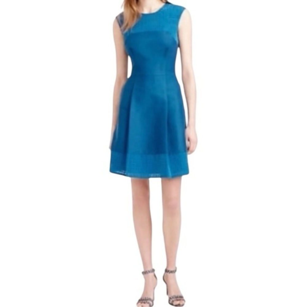 J. Crew Perforated Peacock Blue A-Line Sleeveless Dress size 8